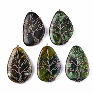 Fire Agate Wire Wrapped Tree of Life Pendants    from Stonebridge Imports