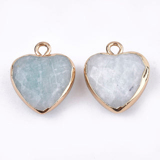 Amazonite Electroplated Heart Pendants - 5 Pack    from Stonebridge Imports