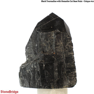 Black Tourmaline & Hematite Cut Base, Polished Point U#10    from Stonebridge Imports