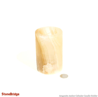 Aragonite Amber Round Candle Holder - Tall    from Stonebridge Imports