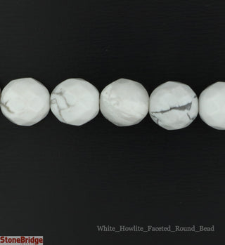 Howlite White Faceted - Round Strand 15" - 8mm    from Stonebridge Imports