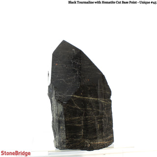 Black Tourmaline & Hematite Cut Base, Polished Point U#45    from Stonebridge Imports