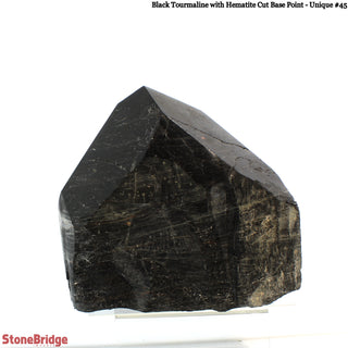 Black Tourmaline & Hematite Cut Base, Polished Point U#45    from Stonebridge Imports