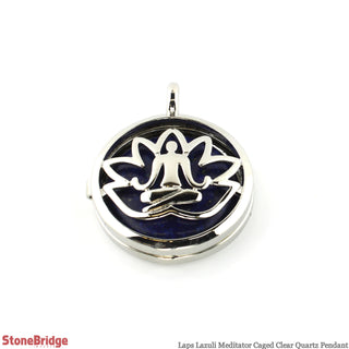 Lotus Flower Meditator - Lapis Lazuli  - Rounded Frame Pendant    from Stonebridge Imports