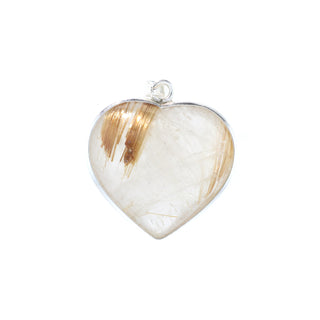 Rutilated Quartz Heart with Silver All Around - Silver Pendant    from Stonebridge Imports