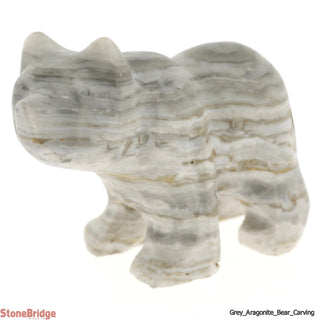 Grey Aragonite Bear Carving - 2" to 2 1/2"    from Stonebridge Imports