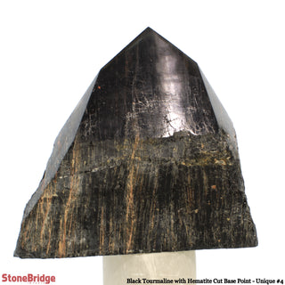 Black Tourmaline & Hematite Cut Base, Polished Point U#4    from Stonebridge Imports