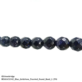 Blue Goldstone Faceted - Round Strand 15" - 6mm    from Stonebridge Imports