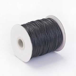 Black Cotton Waxed Cord - 1.5mm - 1 roll of 100m    from Stonebridge Imports