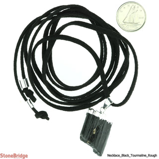 Black Tourmaline Rough Point Necklace on suede cord    from Stonebridge Imports