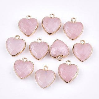 Rose Quartz Electroplated Heart Pendants - 5 Pack    from Stonebridge Imports