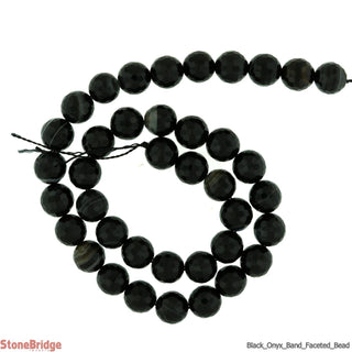 Black Onyx Banded Faceted - Round Strand 15" - 10mm    from Stonebridge Imports