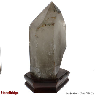 Smoky Quartz Point On Wood Base U#14 - 13 1/2"    from Stonebridge Imports