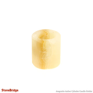 Aragonite Amber Round Candle Holder - Short    from Stonebridge Imports