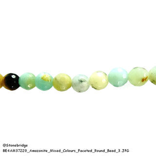 Amazonite Mixed Colours Faceted - Round Strand 15" - 4mm    from Stonebridge Imports