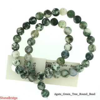 Green Tree Agate - Round Strand 15" - 8mm    from Stonebridge Imports