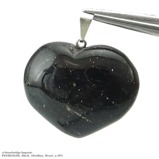 Black Obsidian Gemmy Heart Pendant - 28mm x 27mm    from Stonebridge Imports