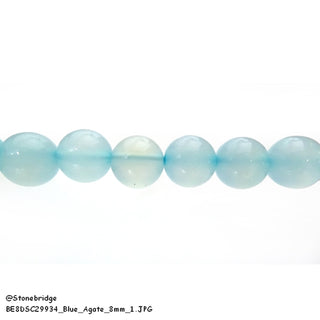 Blue Agate Chalcedony - Round Strand 15" - 8mm    from Stonebridge Imports