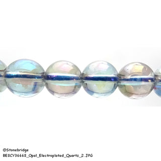 Clear Quartz - Bluish Opal Electroplated - Round Strand 15" - 6mm    from Stonebridge Imports