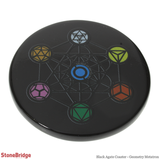 Black Agate Coaster - Geometry Metatron    from Stonebridge Imports