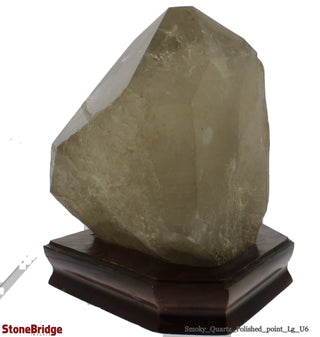 Smoky Quartz Point On Wood Base U#06 - 8 1/2"    from Stonebridge Imports