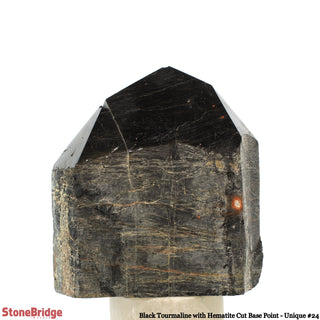 Black Tourmaline & Hematite Cut Base, Polished Point U#24    from Stonebridge Imports
