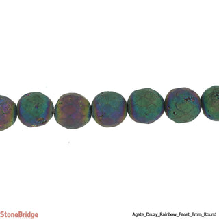 Druzy Agate Electroplated Rainbow Faceted - Round Strand 7" - 8mm    from Stonebridge Imports