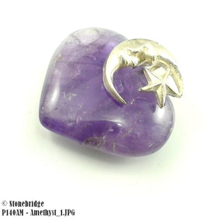 Amethyst Moon And Star And Heart Silver Pendat    from Stonebridge Imports