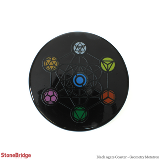 Black Agate Coaster - Geometry Metatron    from Stonebridge Imports