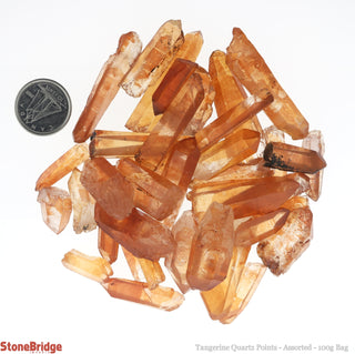Tangerine Quartz Points - Assorted - 100g Bag    from Stonebridge Imports