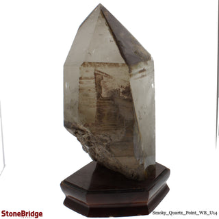 Smoky Quartz Point On Wood Base U#14 - 13 1/2"    from Stonebridge Imports