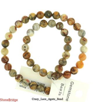 Crazy Lace Agate - Round Strand 15" - 8mm    from Stonebridge Imports