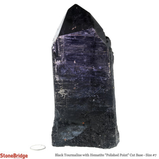 Black Tourmaline with Hematite Point Cut Base, Polished Point #7    from Stonebridge Imports