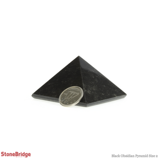 Black Obsidian Pyramid #2 - 1 1/2" to 1 3/4" Wide    from Stonebridge Imports